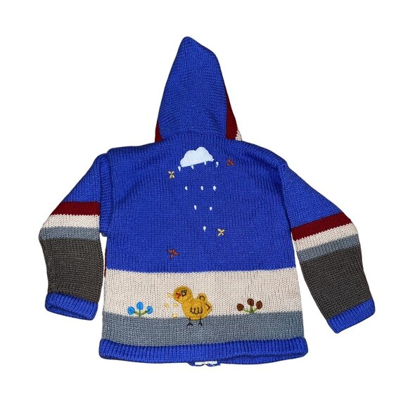 Vintage Peruvian Knit Toddler Sweater 2T With Zip-Up & Hood - Picture 2 of 2
